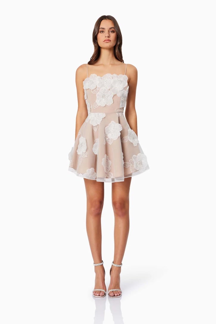 Elliatt Dahlia 3D Mini Dress - Ivory/Nude photo 4