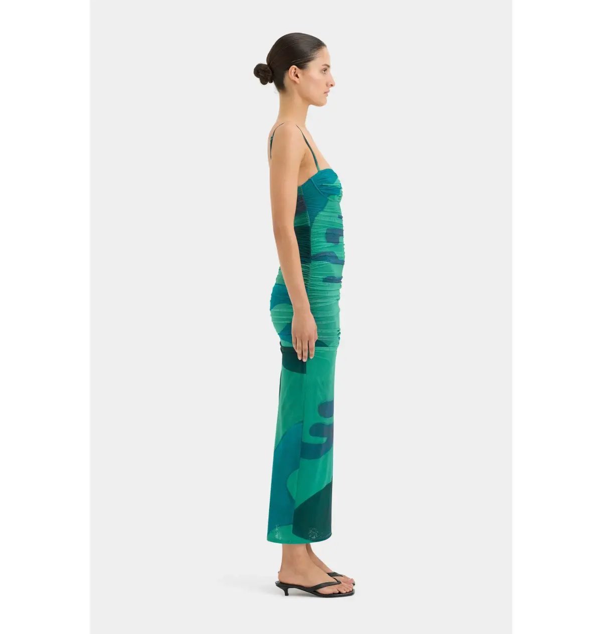 Sir the Label Frankie Gathered Midi Dress Emerald Reflection Size AU 14 photo 2