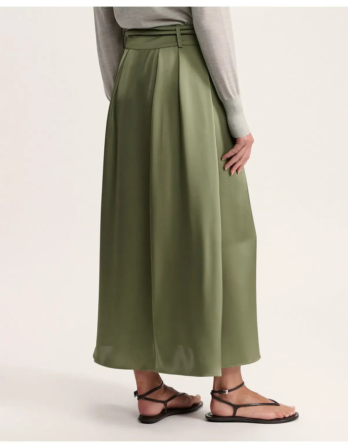 Saba Jayde Belted Midi Skirt Olive Green Size AU 6 photo 3