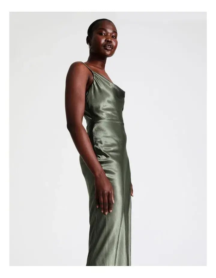 Wayne Cooper Cowl Neck Satin Slip Dress Green Size 18 photo 4