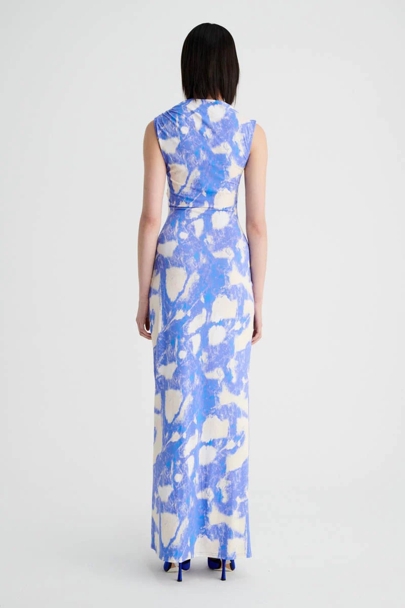 SUBOO MARBLE SLEEVELESS RUCHED MAXI DRESS - MARBLE photo 3