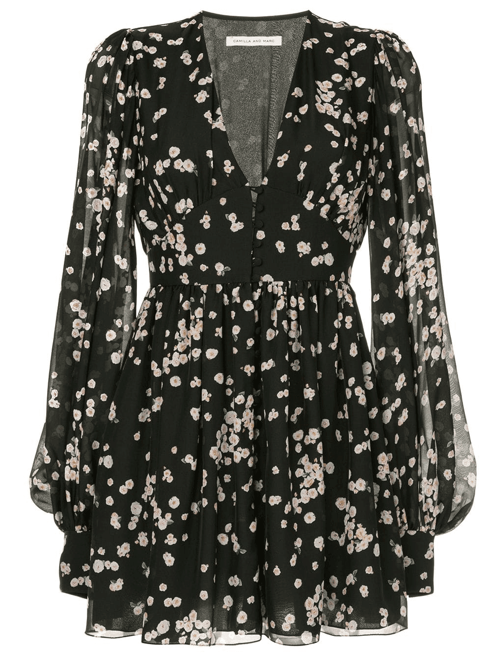 Camilla and Marc Gardin Mini Dress Floral Black Size 6 photo 5