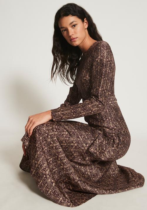 Sir The Label Siena Asymmetric Ruffle Midi Gown Brown | AU 10 photo 2