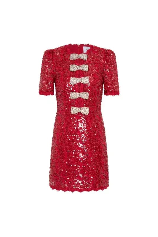 Rebecca Vallance Leyla Short Sleeve Mini Dress Red Sequin Size 12 photo 4