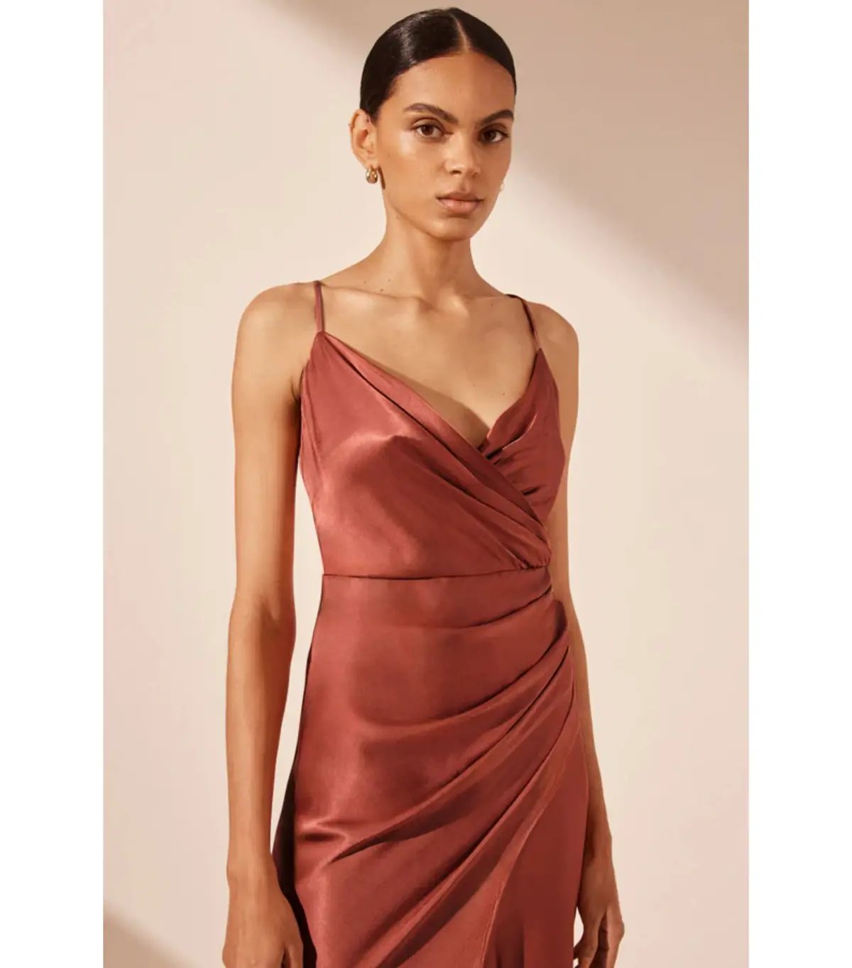 Shona Joy La Lune Cross Draped Maxi Dress in Terracotta Size AU 12 photo 2