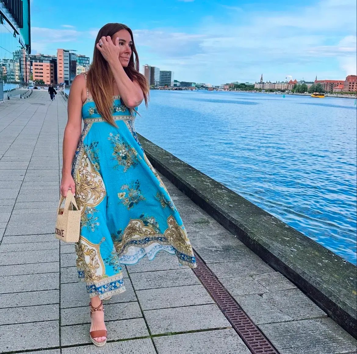 Alemais x La Sirena Exclusive Cassie Midi Sundress Blue Floral Size 8 photo 2