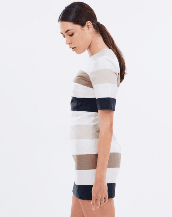 By Johnny Muted Stripe Tee Mini Dress Print Size 10 photo 4