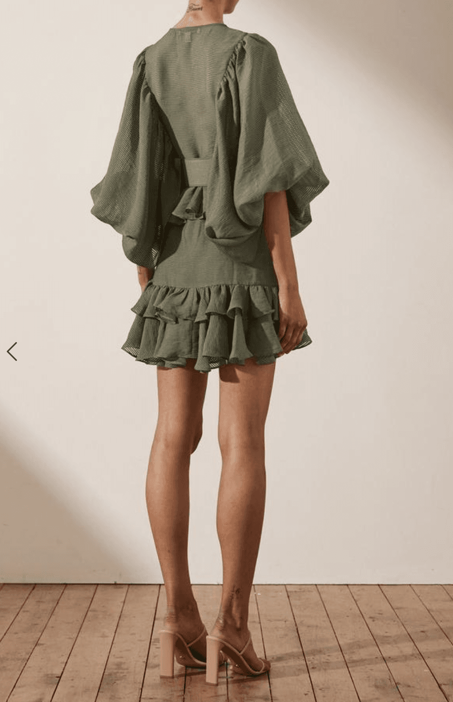 Shona Joy Charlotte Plunged Draped Mini Dress Khaki Size 8 photo 6