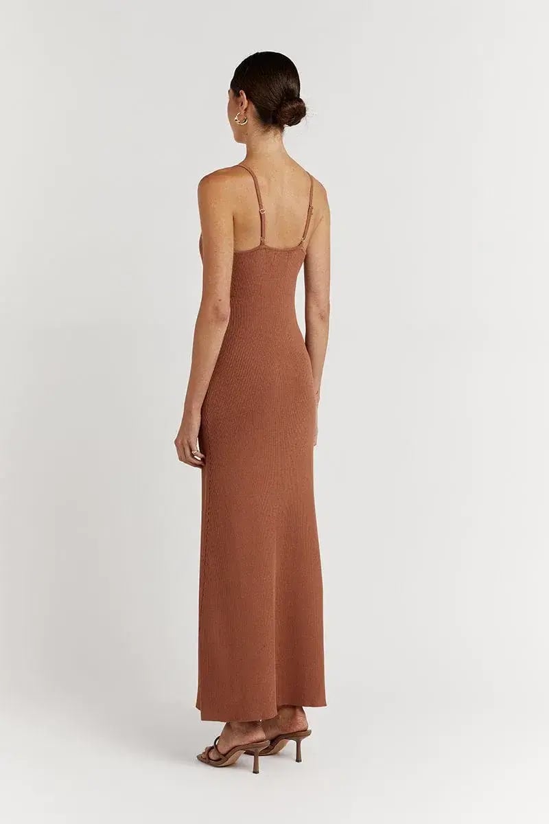 Dissh Koko Sweetheart Clay Knit Dress in Terracotta Brown Size S photo 3