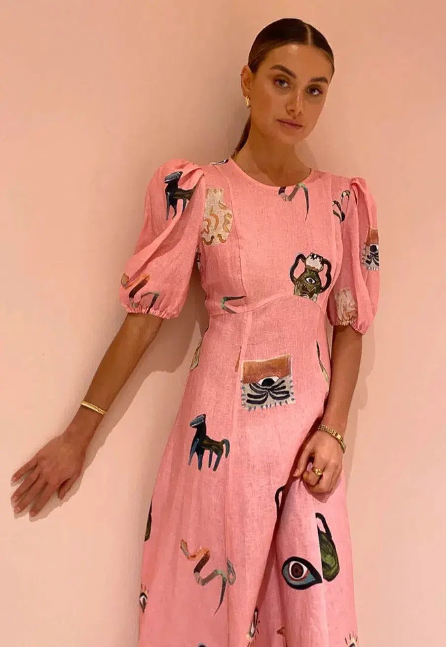 Alemais Cleo Midi Dress Pink Size 8 photo 4