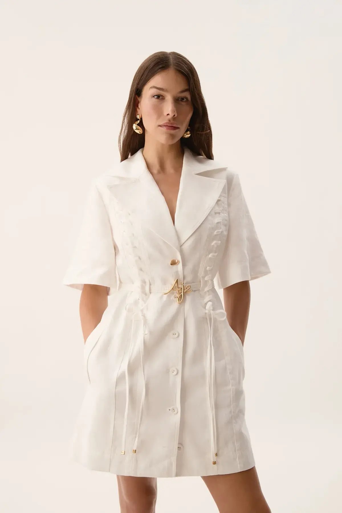 Aje Ana Mini Dress Ivory Size 12 photo 3