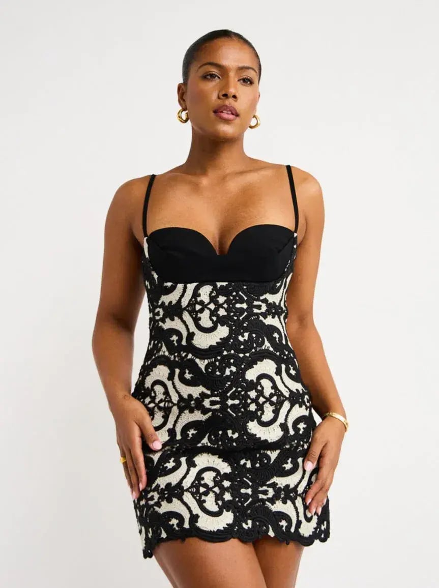 Manning Cartell Material Girls Motif-Embroidery Mini Dress Black Size 6 photo 2