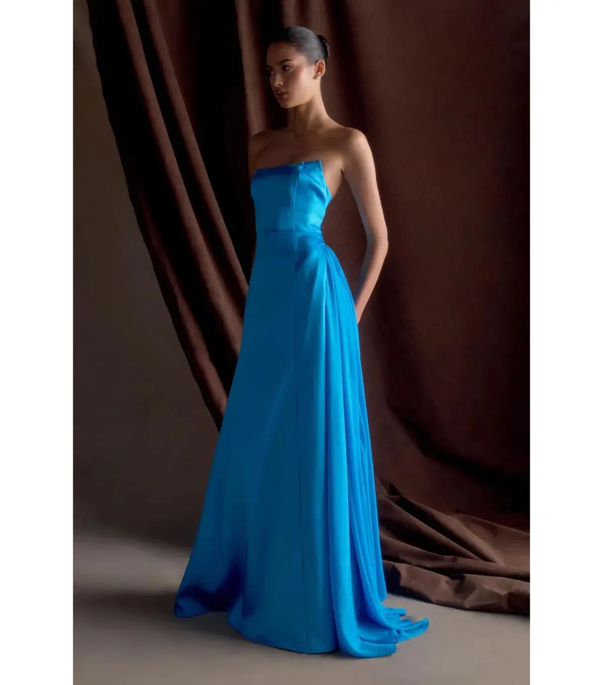 Meshki Rosella Satin Maxi Gown Cyan Blue Size AU 8 photo 3