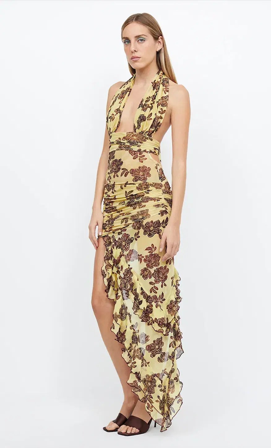 Bec & Bridge Malibu Bay Halter Dress in Yellow Floral Size 6 / AU 6-8 photo 9