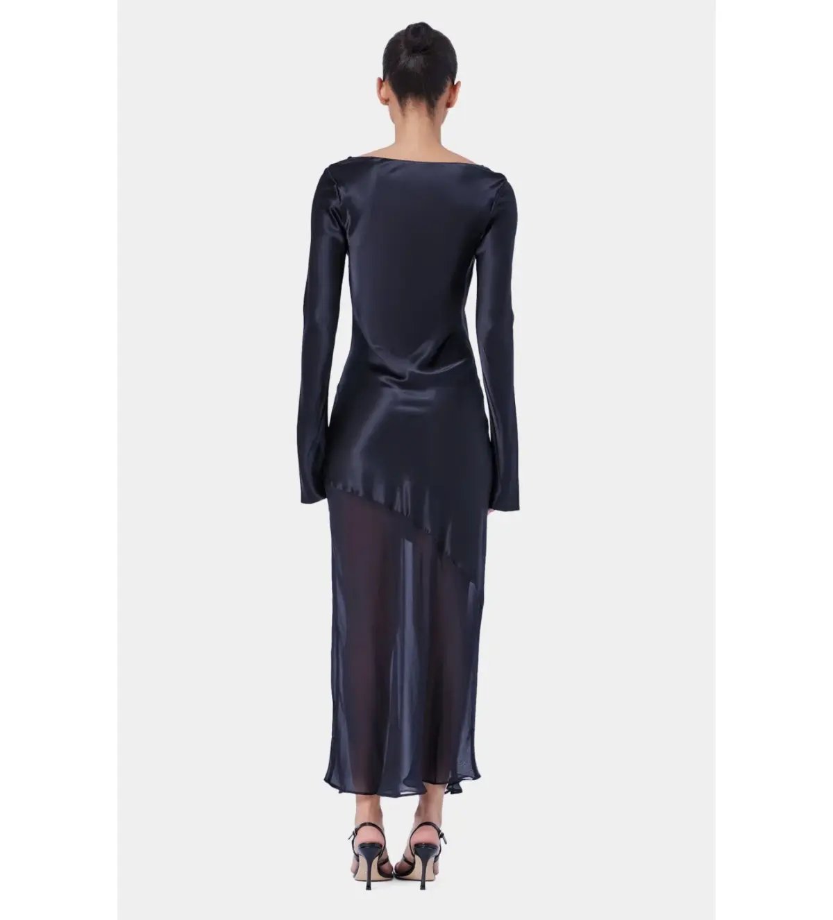 Ginia Asym Splice LS Dress Black Size 12 photo 2
