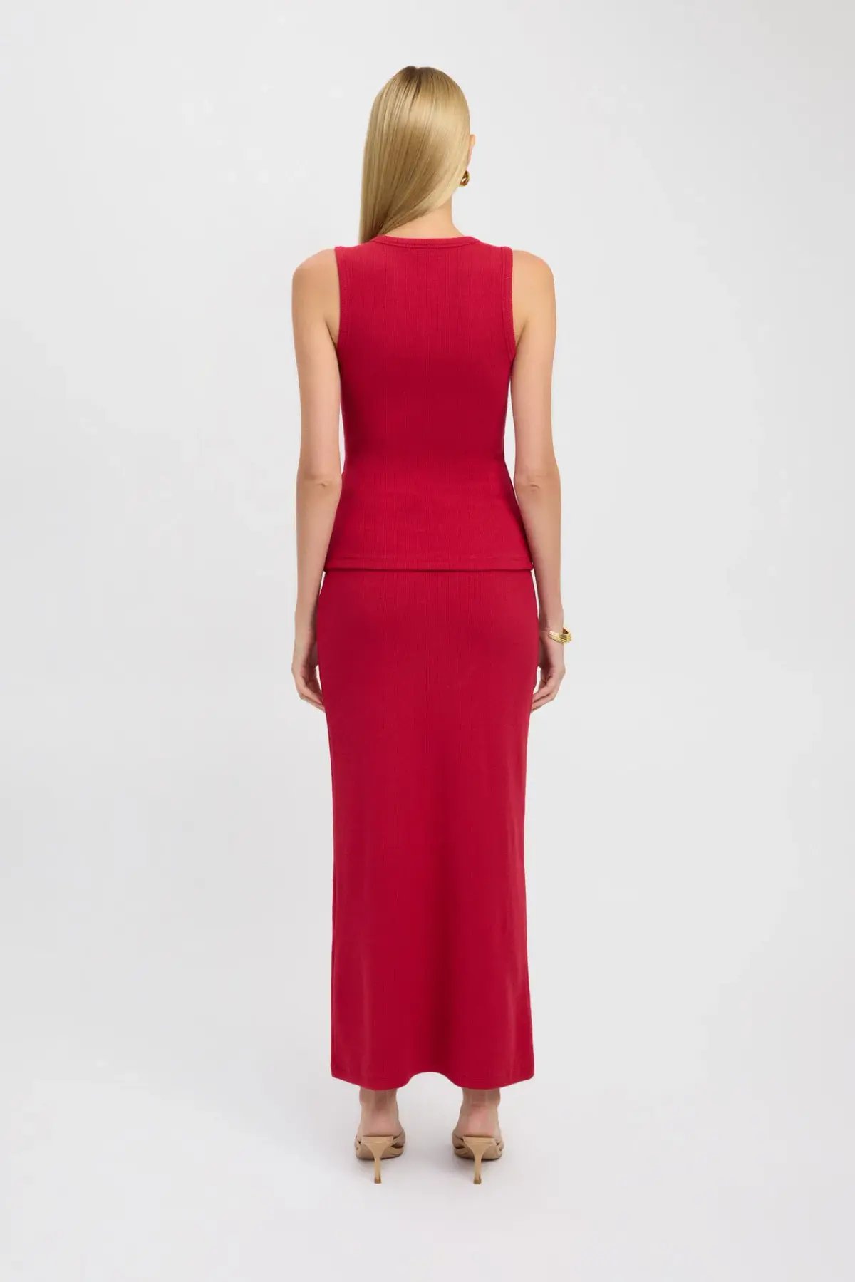 Kookai Bec Button Tank and Carter Maxi Skirt Set Cherry Red Size 6 photo 2