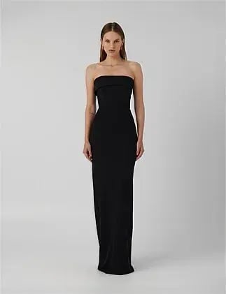 Effie Kats Monroe Strapless Crepe Floor Length Gown Black Size 6 photo 2