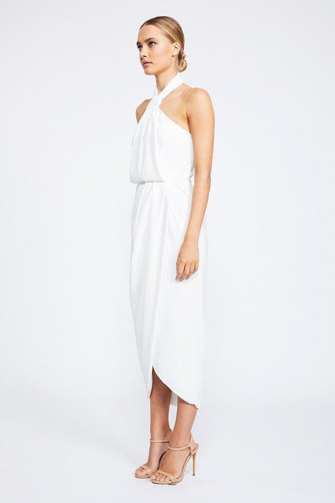 Shona Joy Core Knot Draped Dress White Size 8 photo 2