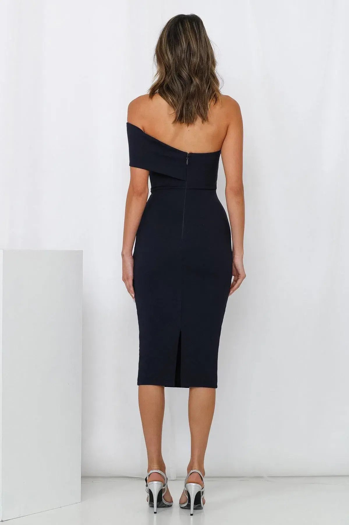 Mossman Just Maybe Midi Dress Navy Size 6 photo 3