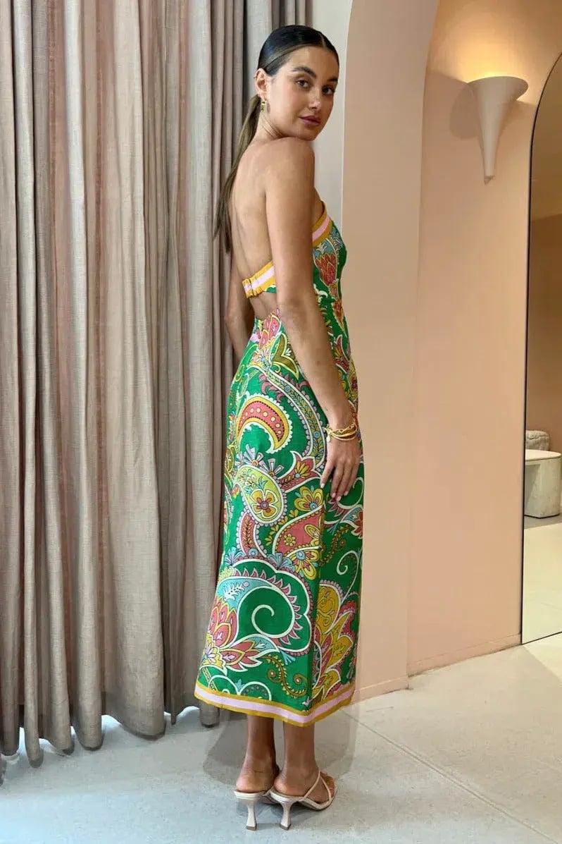 Alemais Marion Bodice Strapless Midi Green Dress Emerald Size 8 photo 3