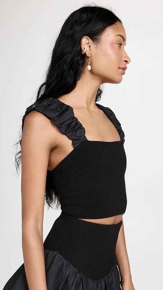 Aje Allard Ruched Strap Knit Top & Turner Bubble Skirt Set Black Size 6 photo 3