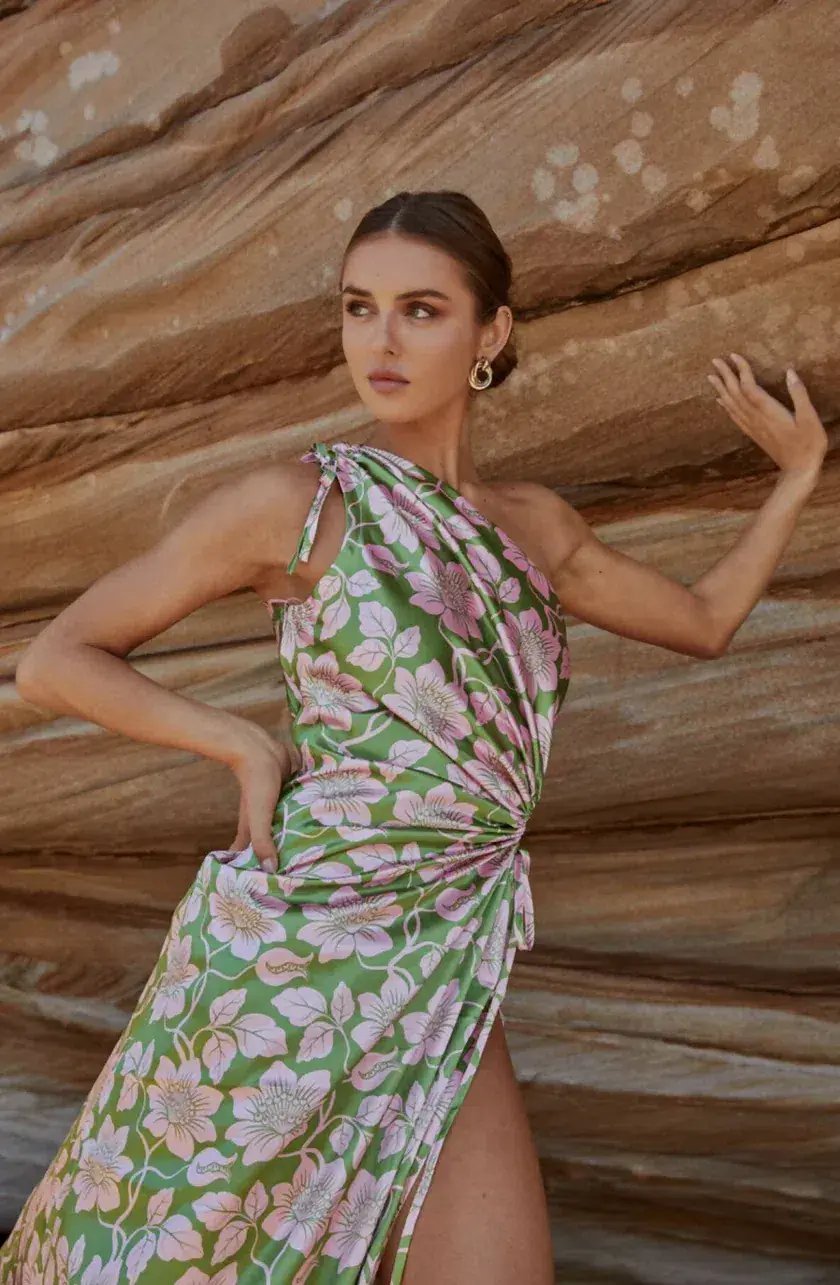 Sonya Moda Nour Forever Maxi Dress Olive Floral Print Size XS / AU 6 photo 2