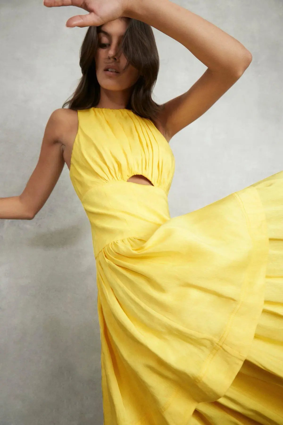 Aje Yellow Caliente Tiered Cut Out Dress Size 10 photo 4