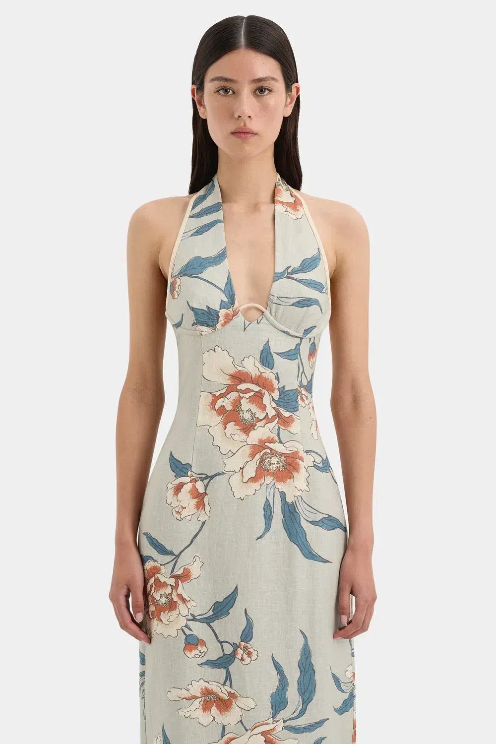 Sir The Label Roisin Halter Midi Floral Size 8 photo 2