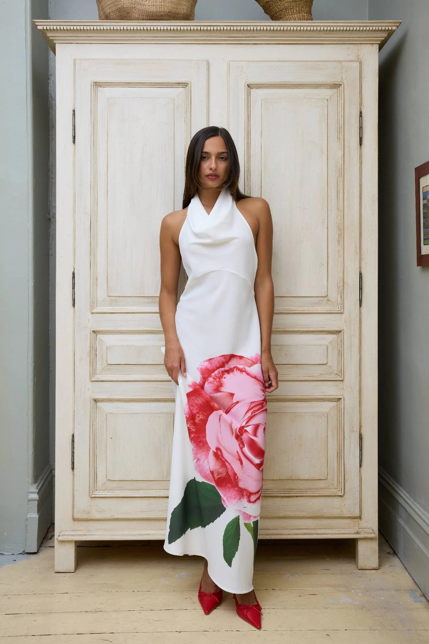 WITH HARPER LU COWL SLIP DRESS - WHITE ROSE photo 9