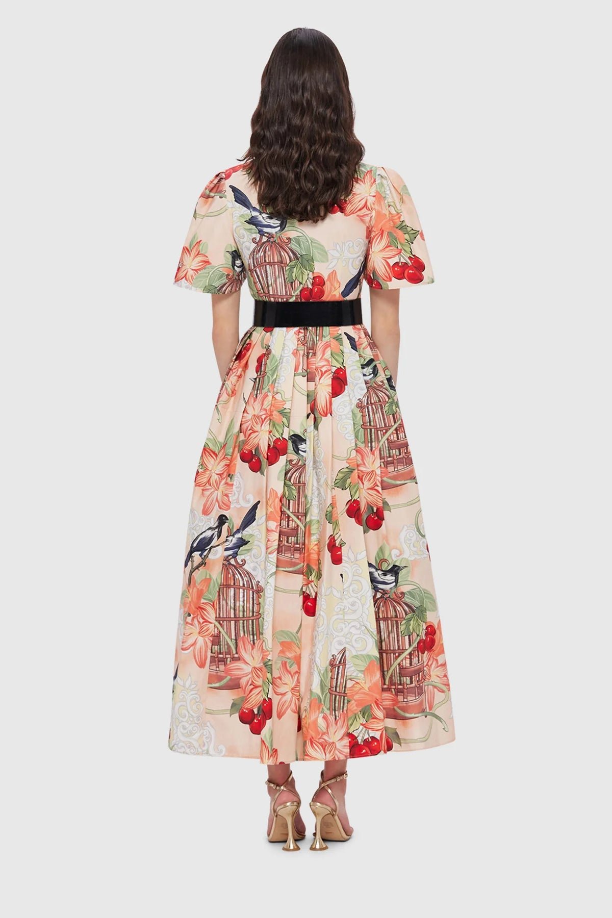 LEO LIN BIANCA SHORT SLEEVE MIDI DRESS - AZALEA PRINT IN FORTUNE photo 6
