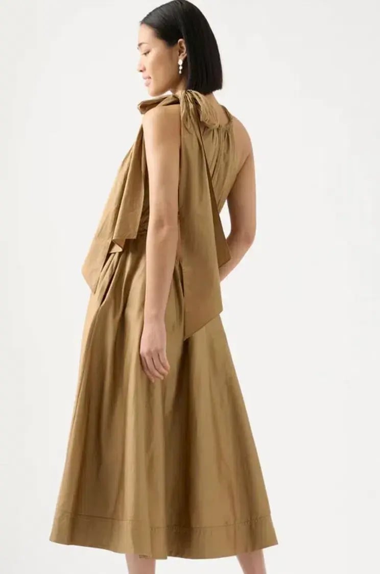 Aje Henriette Tie Strap Midi Dress Brown Size 6 / XS photo 3