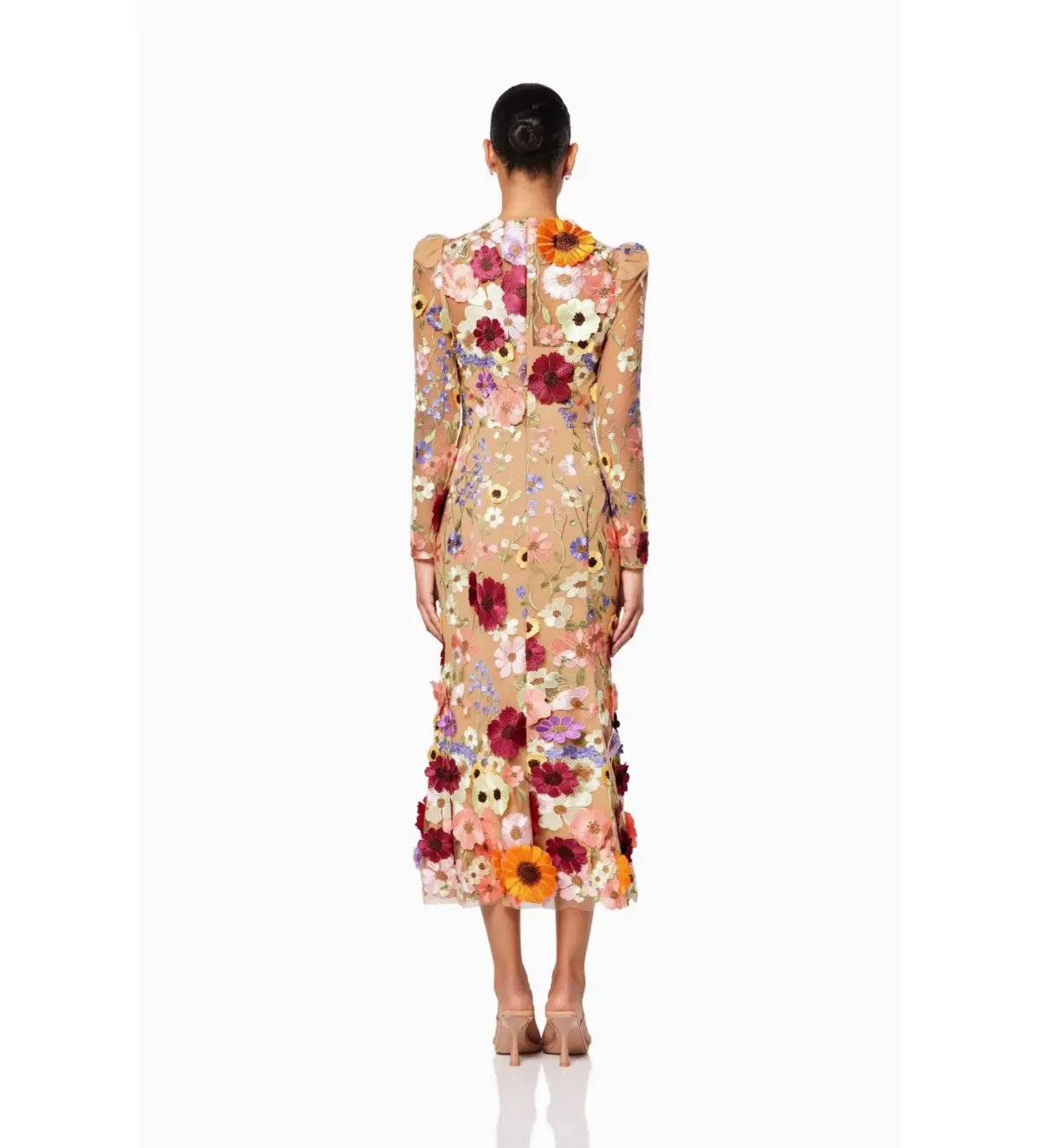 Elliatt Shannon 3D Floral Midi Dress In Pink Size S / AU 8 photo 3
