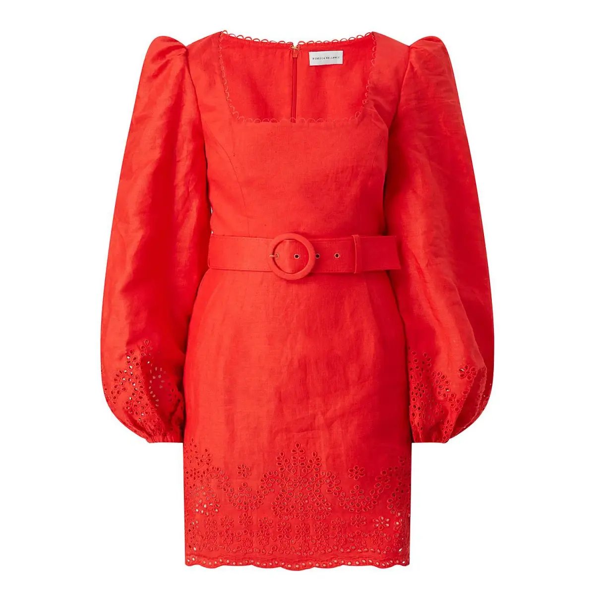 Rebecca Vallance Portia Broderie Anglaise Mini Dress Red Size 10 photo 4
