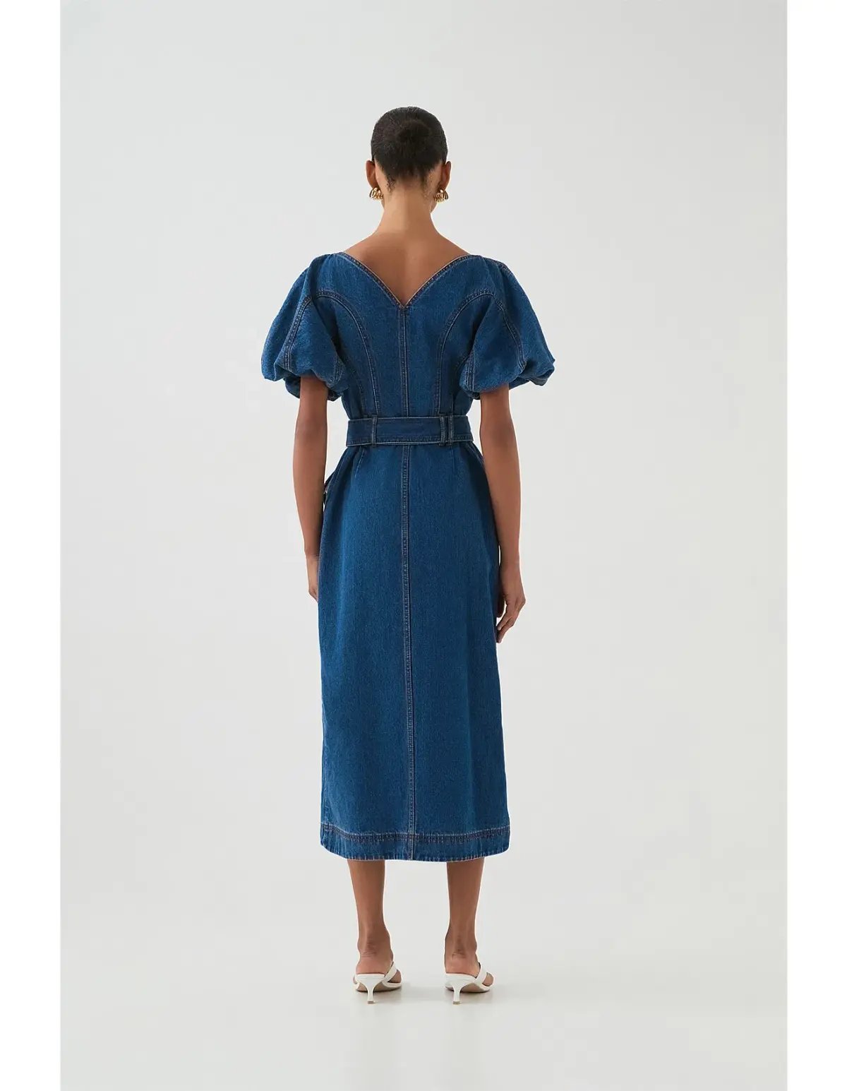 Aje Harper Denim Midi Dress in Classic Wash Size 6/XS photo 3