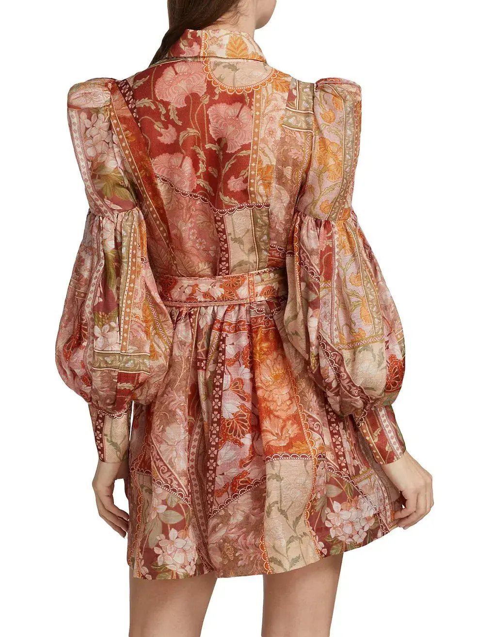 Zimmermann Kaleidoscope Tuxedo Frill Mini Dress Red Swirl Floral Size 0/Au 8 photo 3