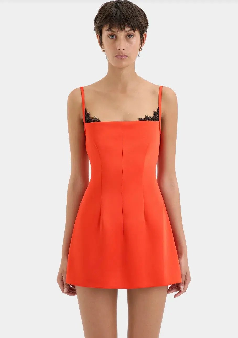 Poppy Contoured Mini Dress in Tangerine photo 6