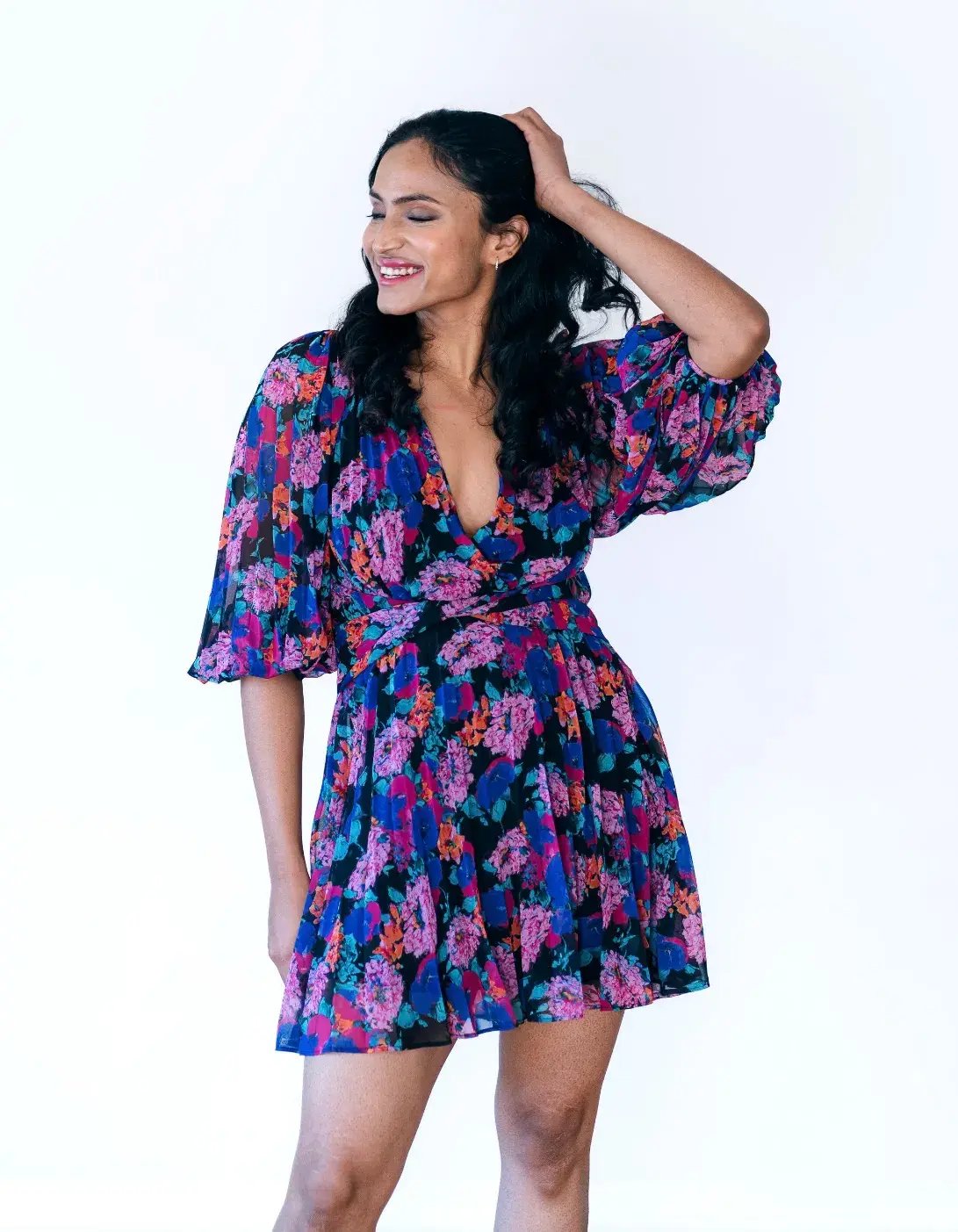 La Maison Talulah Sweet Talk Pleated Mini Dress Floral Size 8 photo 3