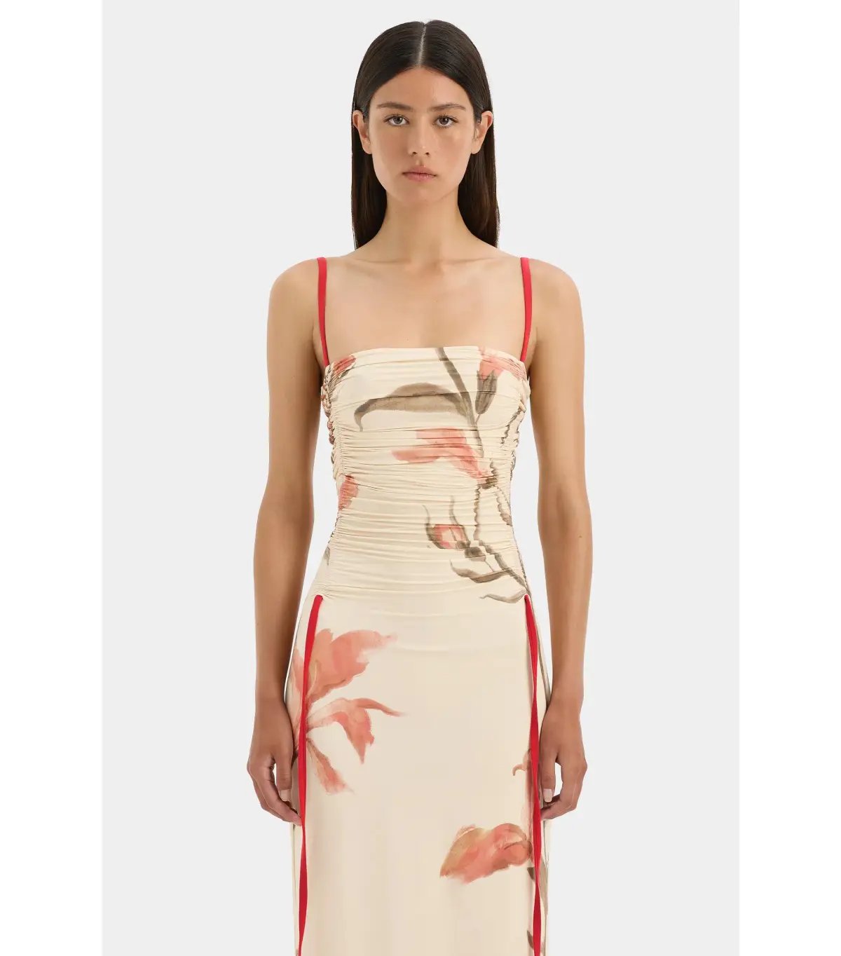 Sir the Label Hana Ruched Midi Dress Gladioli Print Size 2 / AU 10 photo 2