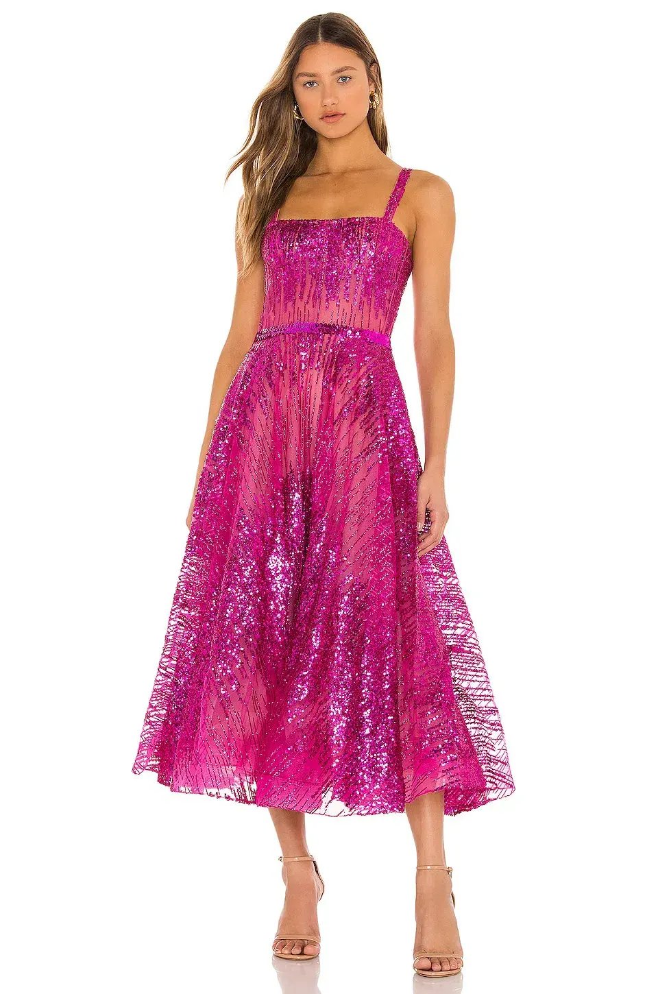 Bronx and Banco Fuchsia Mademoiselle Midi Dress Pink SIze 10 photo 2