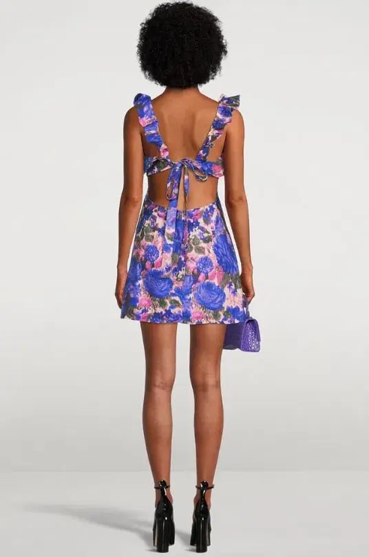 Zimmerman High Tide Mini Dress Purple Ikat Floral Size 0 / Au 8 photo 4