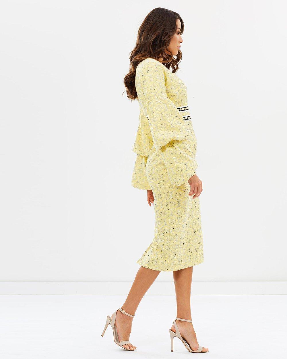 Asilio The Other Woman Midi Dress Yellow Size 10 photo 2
