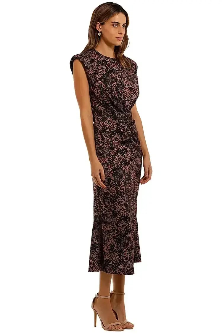 MISHA Carlina Midi Dress Animal Print Size 6/XS photo 2
