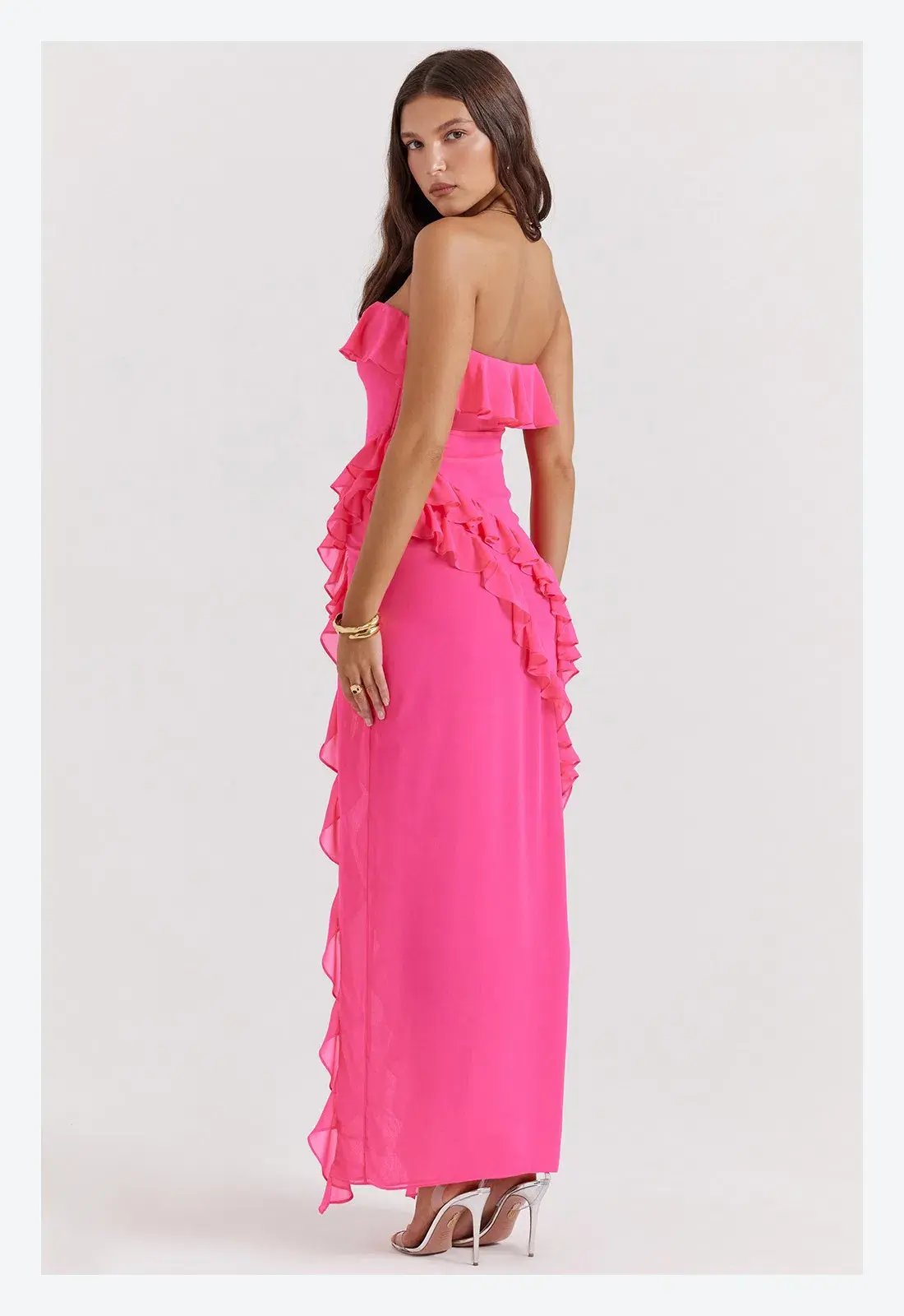House of CB Sarina Ruffle Maxi Dress Pink Size L/ AU 12 photo 3