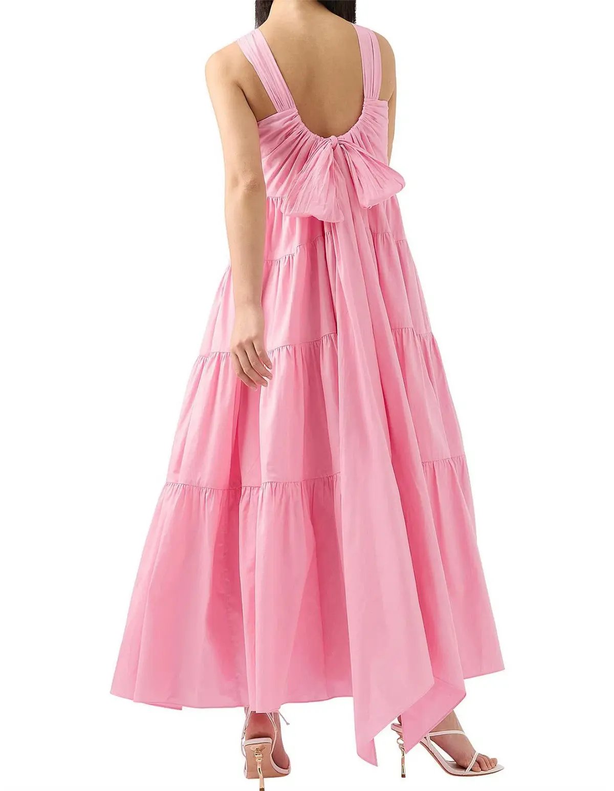 Aje Marguerite Tie Back Cotton Maxi Dress Pink Size 8 photo 4