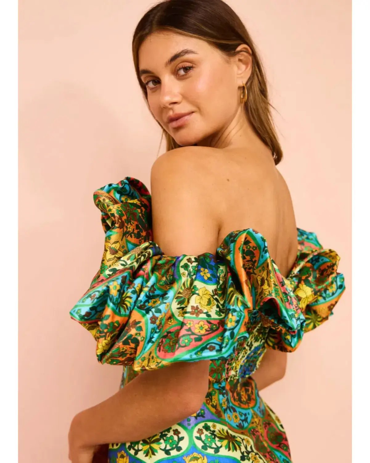 Alemais Sofie Off Shoulder Mini Dress Multi Floral Size AU 10 photo 2