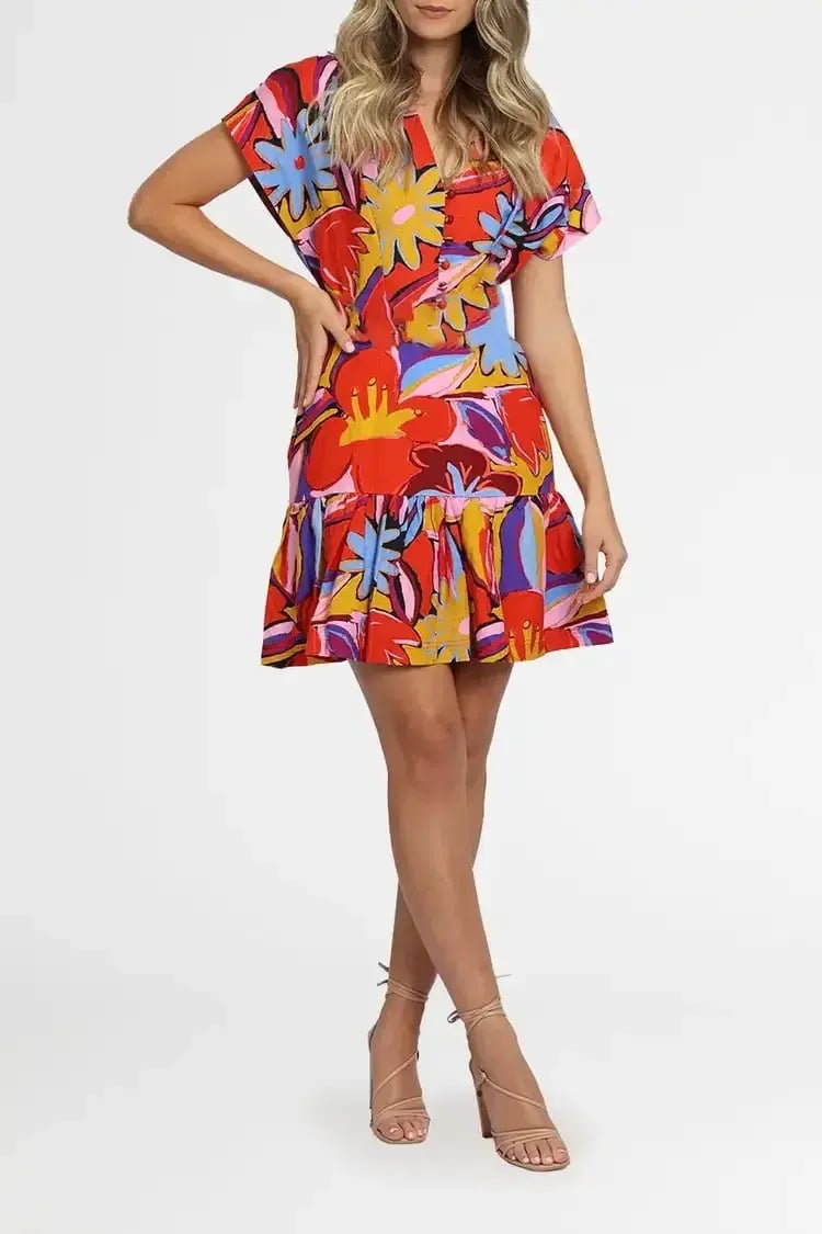 Rebecca Vallance Positano Mini Dress Multi Floral Size 10 photo 2