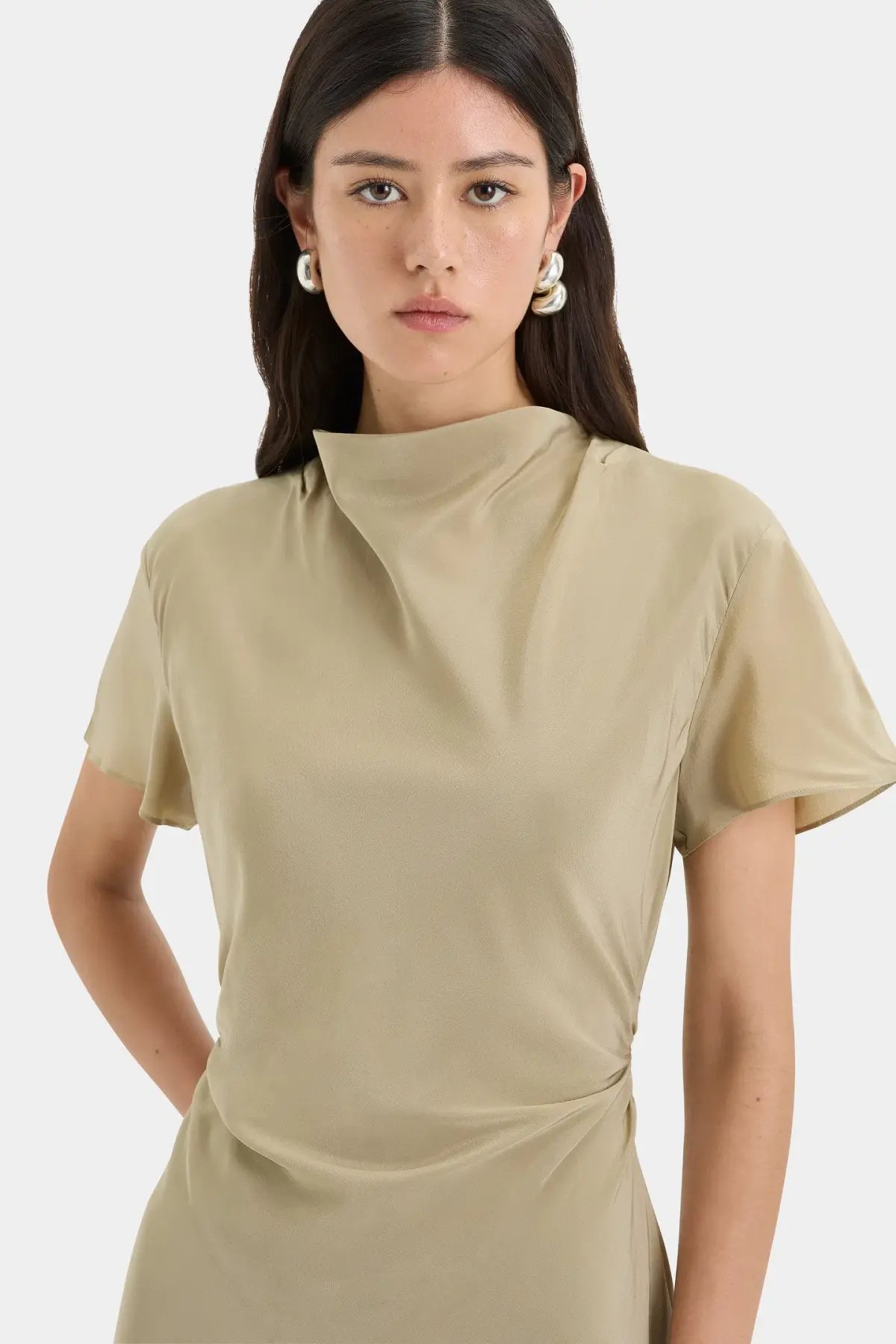 Sir the Label Seameadow Bias Dress Olive Size 1/Au 8 photo 2
