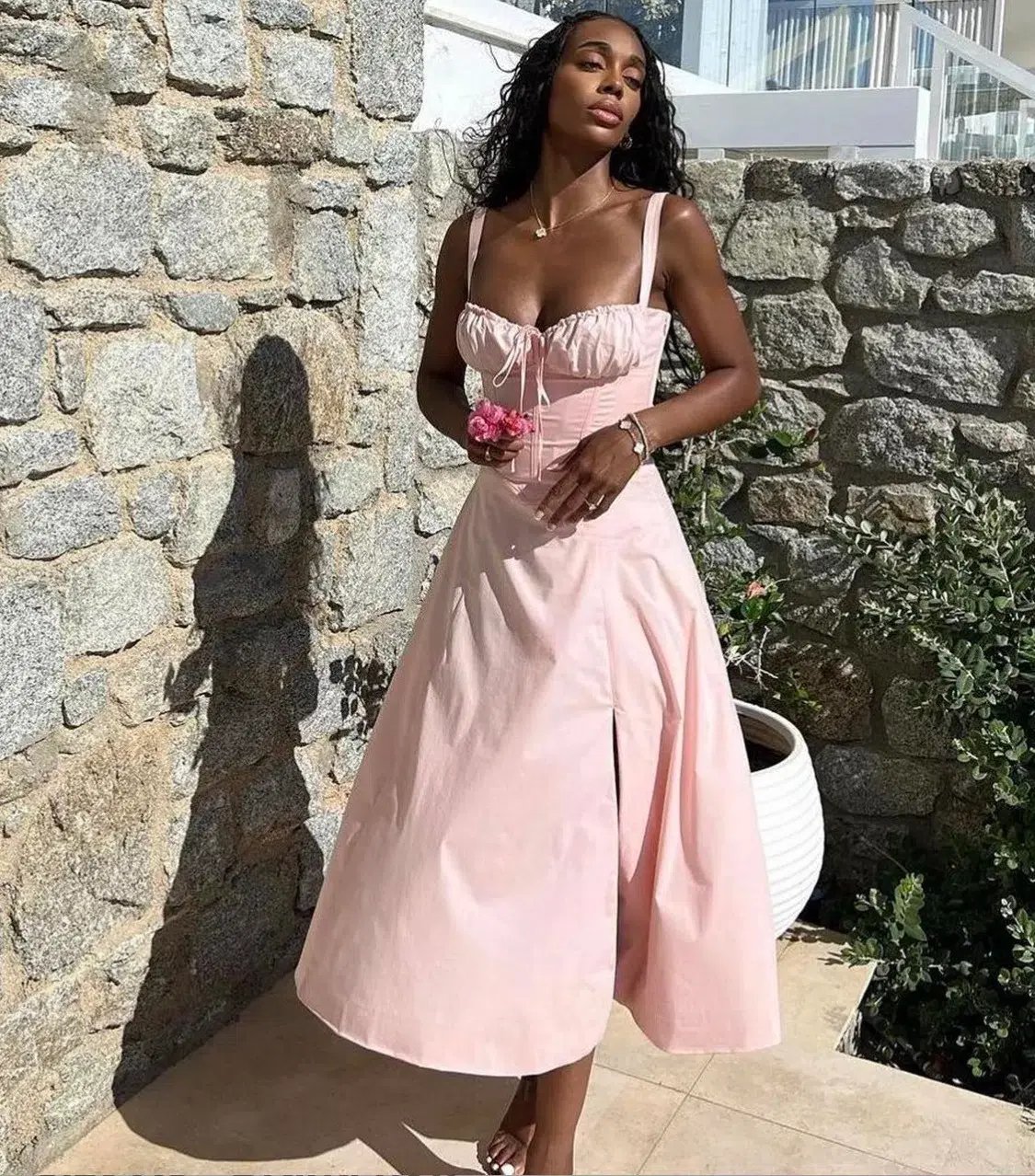 House of CB Carmen Bustier Sun Dress Baby Pink Size XS / AU 6-8 photo 2