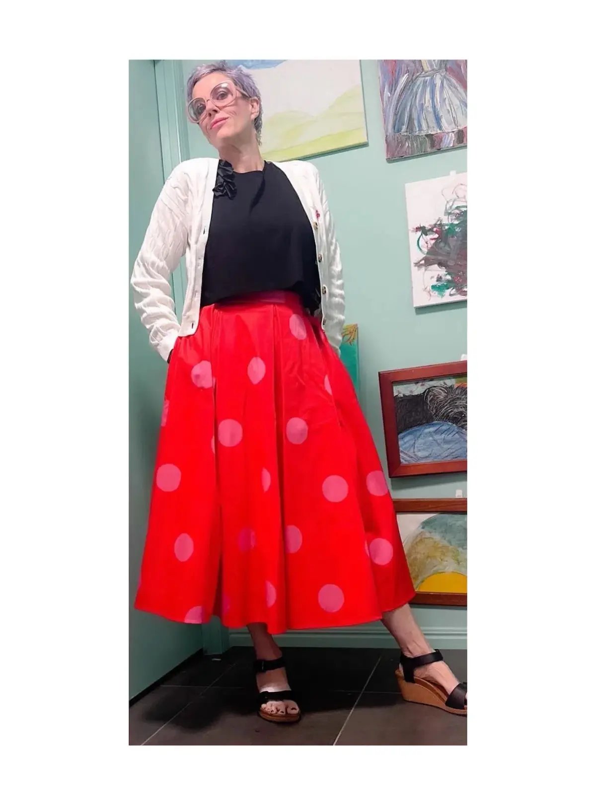 Kate Spade Giant Dot Faille Midi Skirt Orange Print Size 8 US / 12 UK/AU photo 7