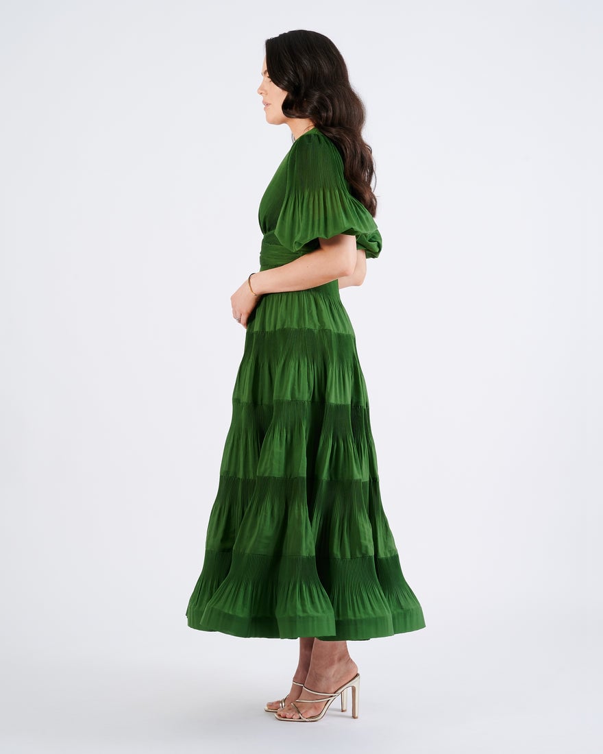 Zimmermann Pleated Midi Dress - Green photo 2